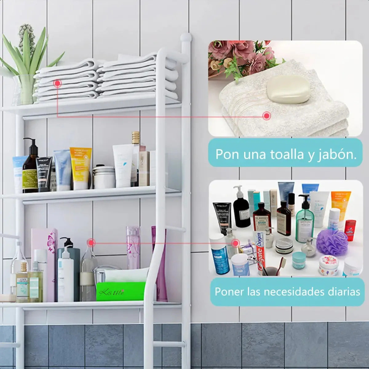 Estante Organizador De Lavadora Baño Metalico Rack 3 Niveles