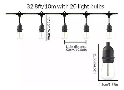 Guirnalda Luces Led 10 Metros Unible Exterior 10 Ampolletas