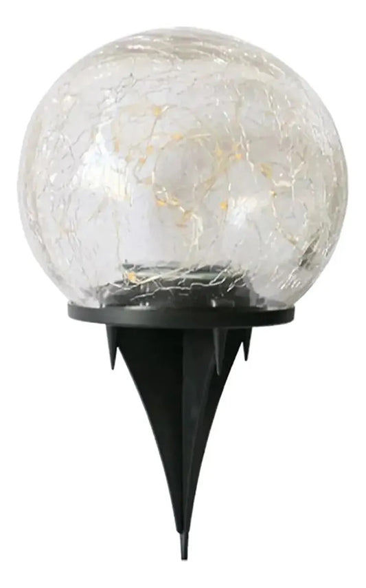 Lampara Vidrio Agrietado Farol De Jardín Solar Led Enterrada