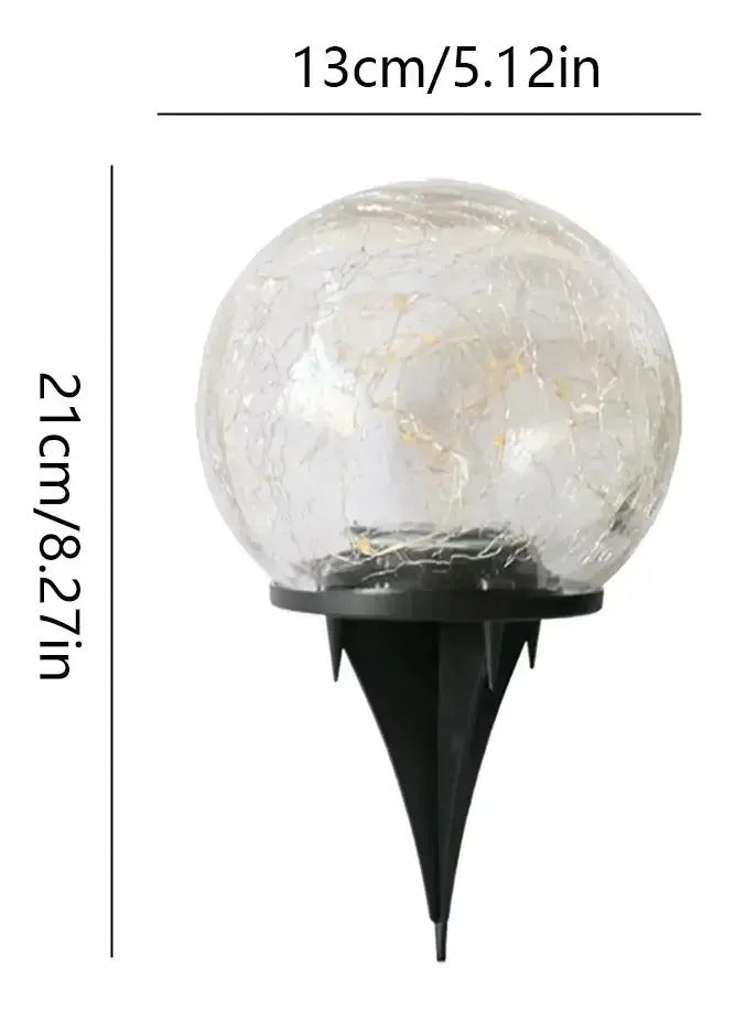 Lampara Vidrio Agrietado Farol De Jardín Solar Led Enterrada