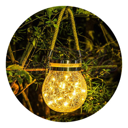 Lámpara Esfera LED Solar de Cristal Agrietado – Variedad de Colores