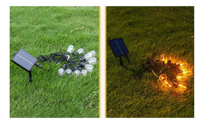 Guirnalda Led Solar 10 M Y 10 Ampolletas Exterior + Control