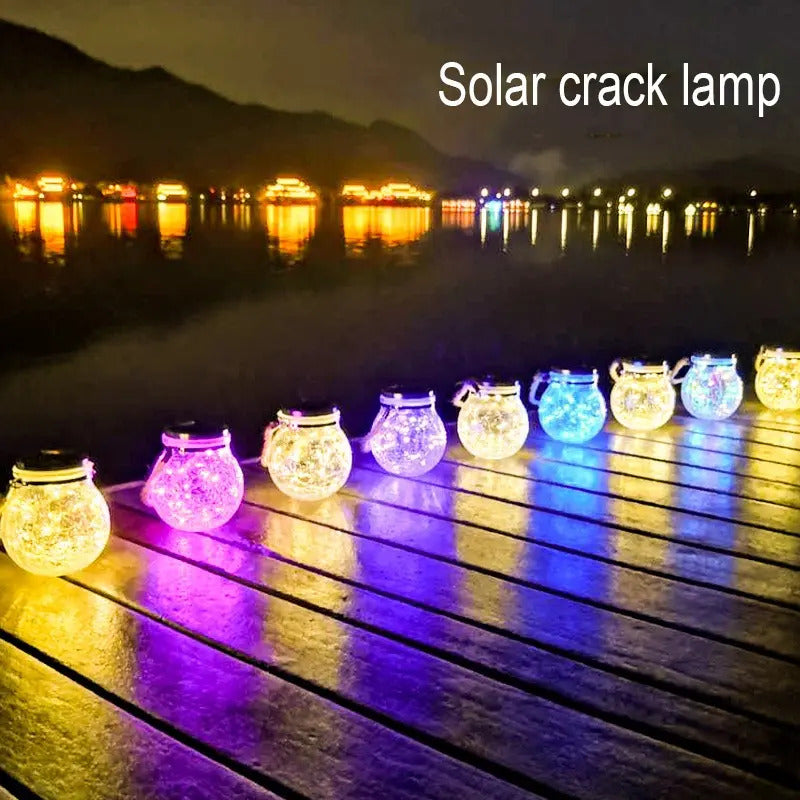 Lámpara Esfera LED Solar de Cristal Agrietado – Variedad de Colores