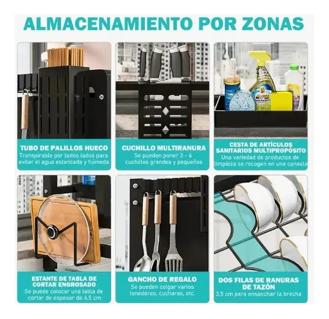 Escurridor Secador De Platos Loza 2 Niveles Cocina Organizador Con Puerta 85cm | ST-8032