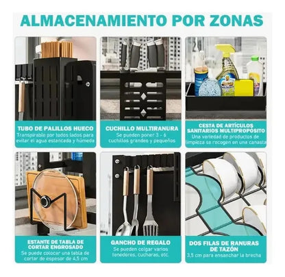 Escurridor Secador De Platos Loza 2 Niveles Cocina Organizador Con Puerta 85cm | ST-8032