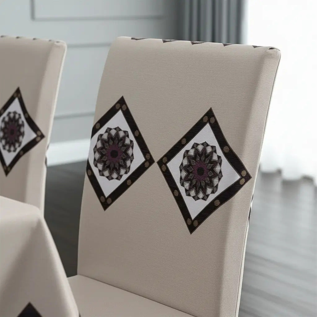 Set 6 Fundas Sillas Elásticas Con Mantel Premium 7 Piezas