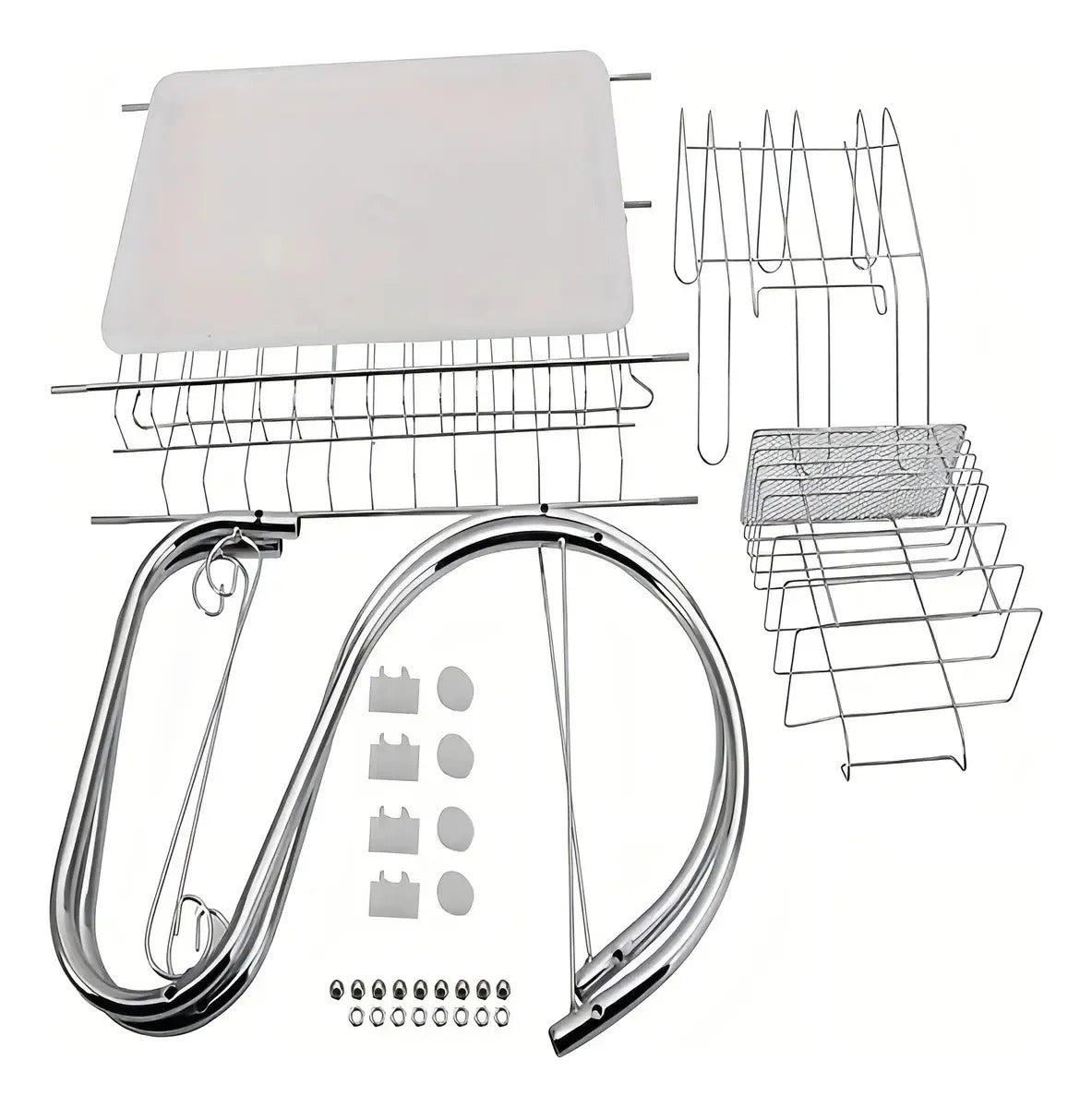 Escurridor Seca Platos 2 Niveles Acero Cromado Plateado