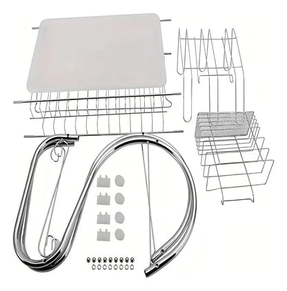 Escurridor Seca Platos 2 Niveles Acero Cromado Plateado