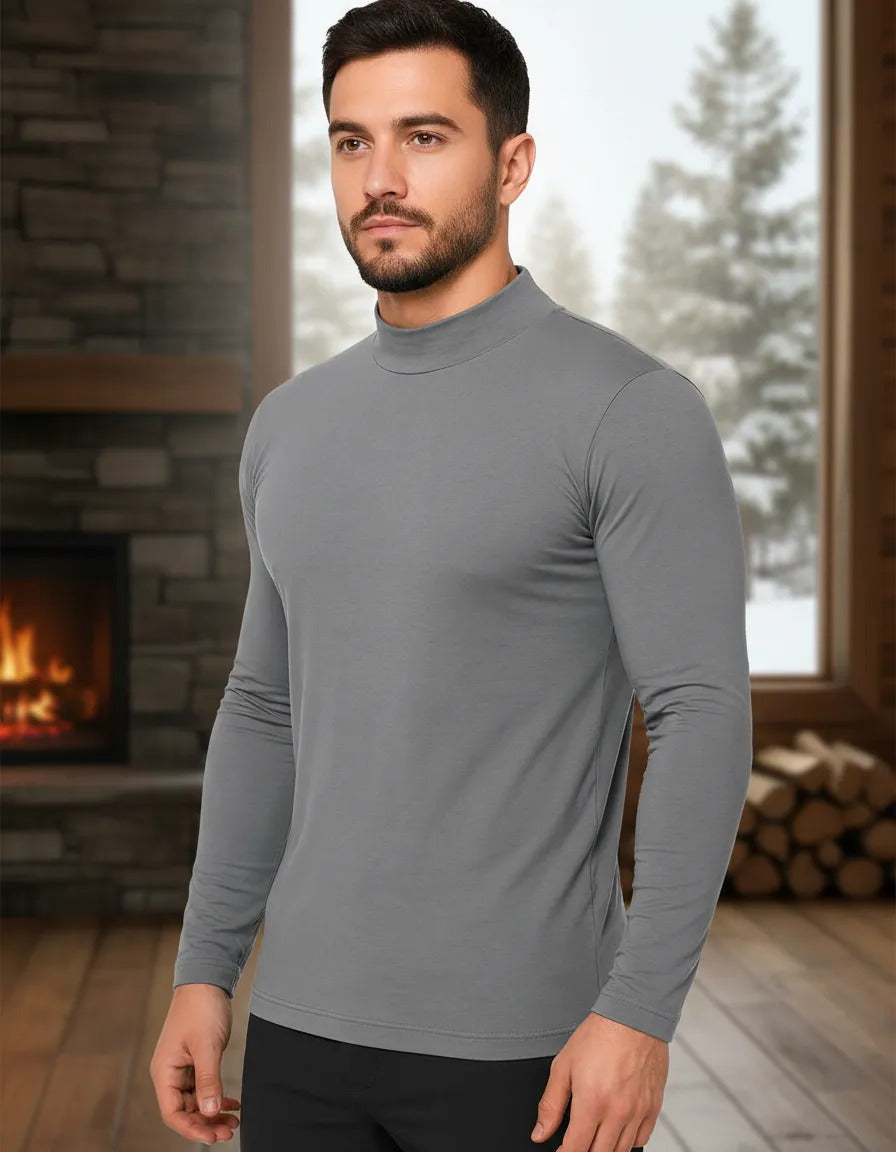 Camiseta Bambú Hombre Cuello Alto Primera Capa Slim Fit