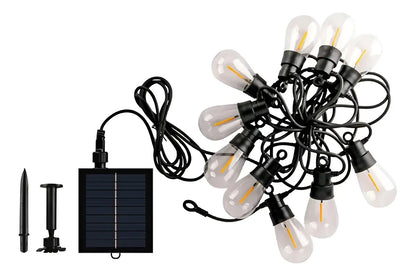 Guirnalda Led Solar 10 M Y 10 Ampolletas Exterior + Control