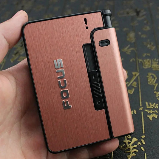 Estuche Automático Portátil Para 10 Cigarros Y Encendedor