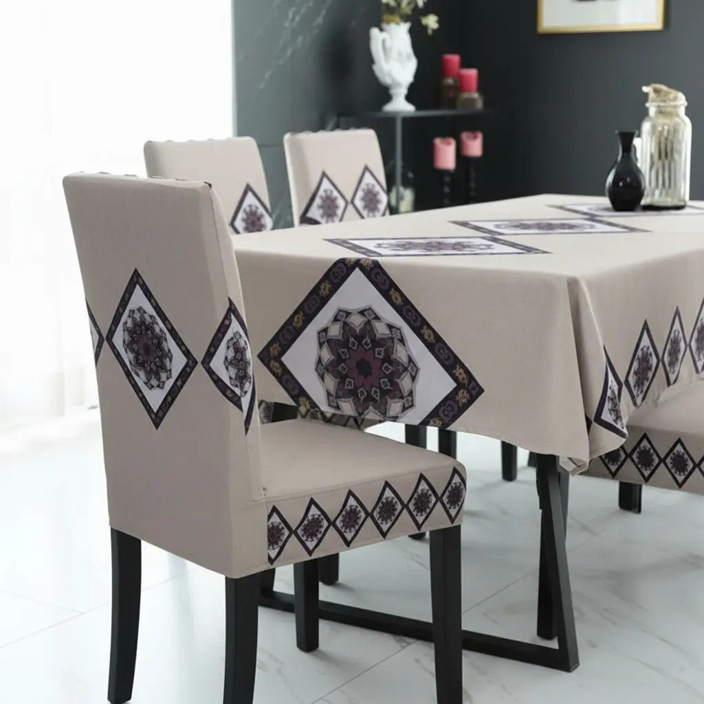 Set 6 Fundas Sillas Elásticas Con Mantel Premium 7 Piezas