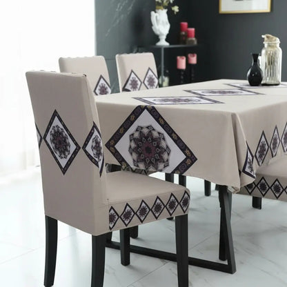 Set 6 Fundas Sillas Elásticas Con Mantel Premium 7 Piezas