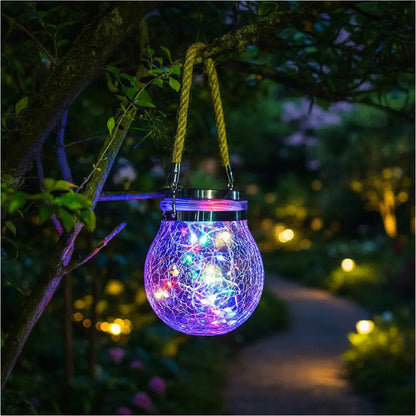 Lámpara Esfera LED Solar de Cristal Agrietado – Variedad de Colores