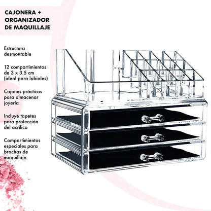 Organizador Acrilico Cosmeticos  Maquillaje Joyas Espejo