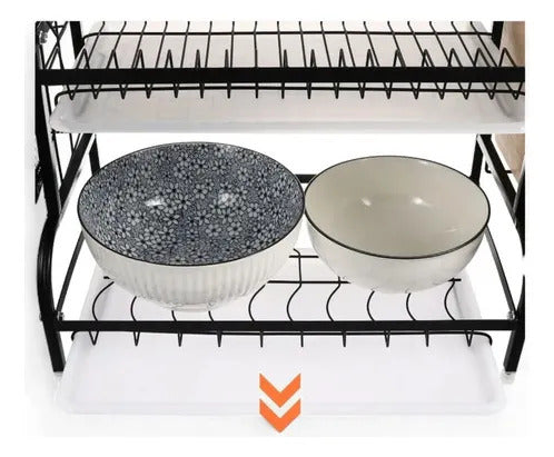 Secaplatos Escurridor Y Organizador Platos 2 Niveles Negro