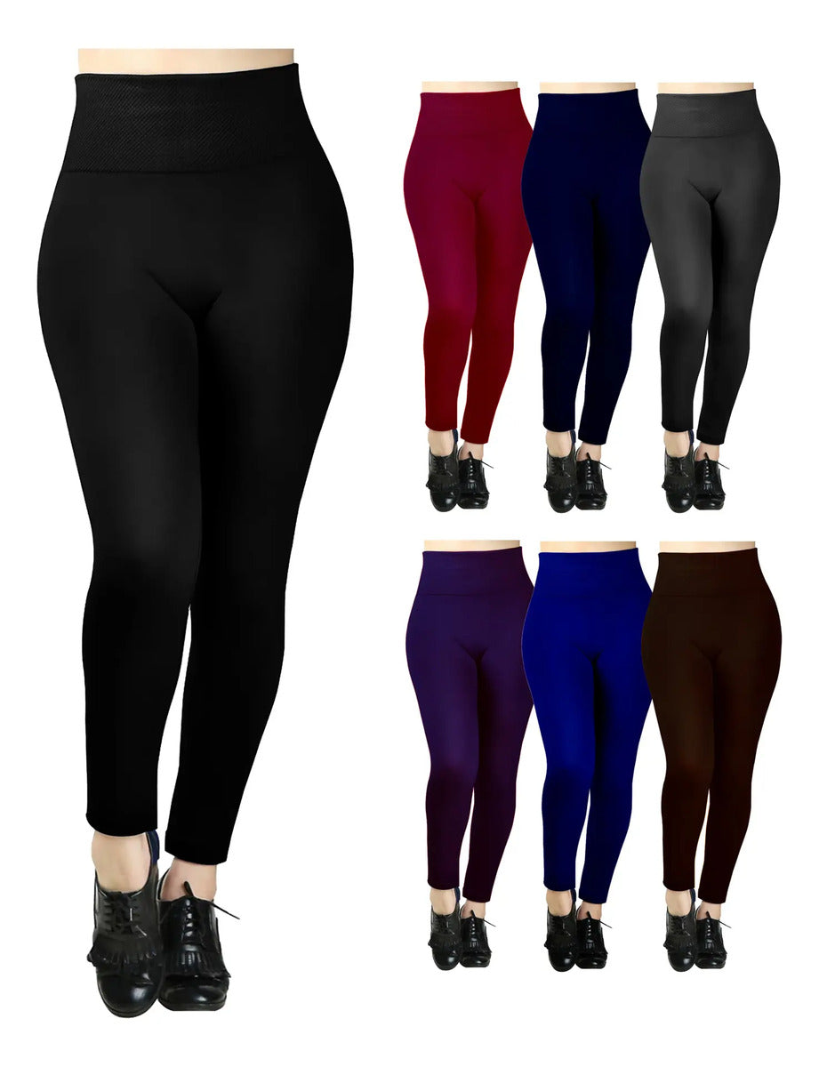 Calza Panty Leggins Polar Mujer Cintura Alta Elastizada