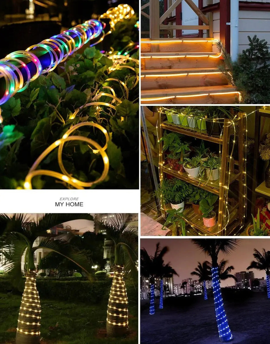 Manguera Luces Led Solar 50m Multicolor Navidad Decoración