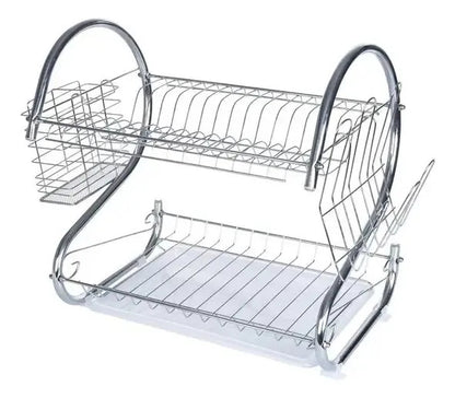 Escurridor Seca Platos 2 Niveles Acero Cromado Plateado