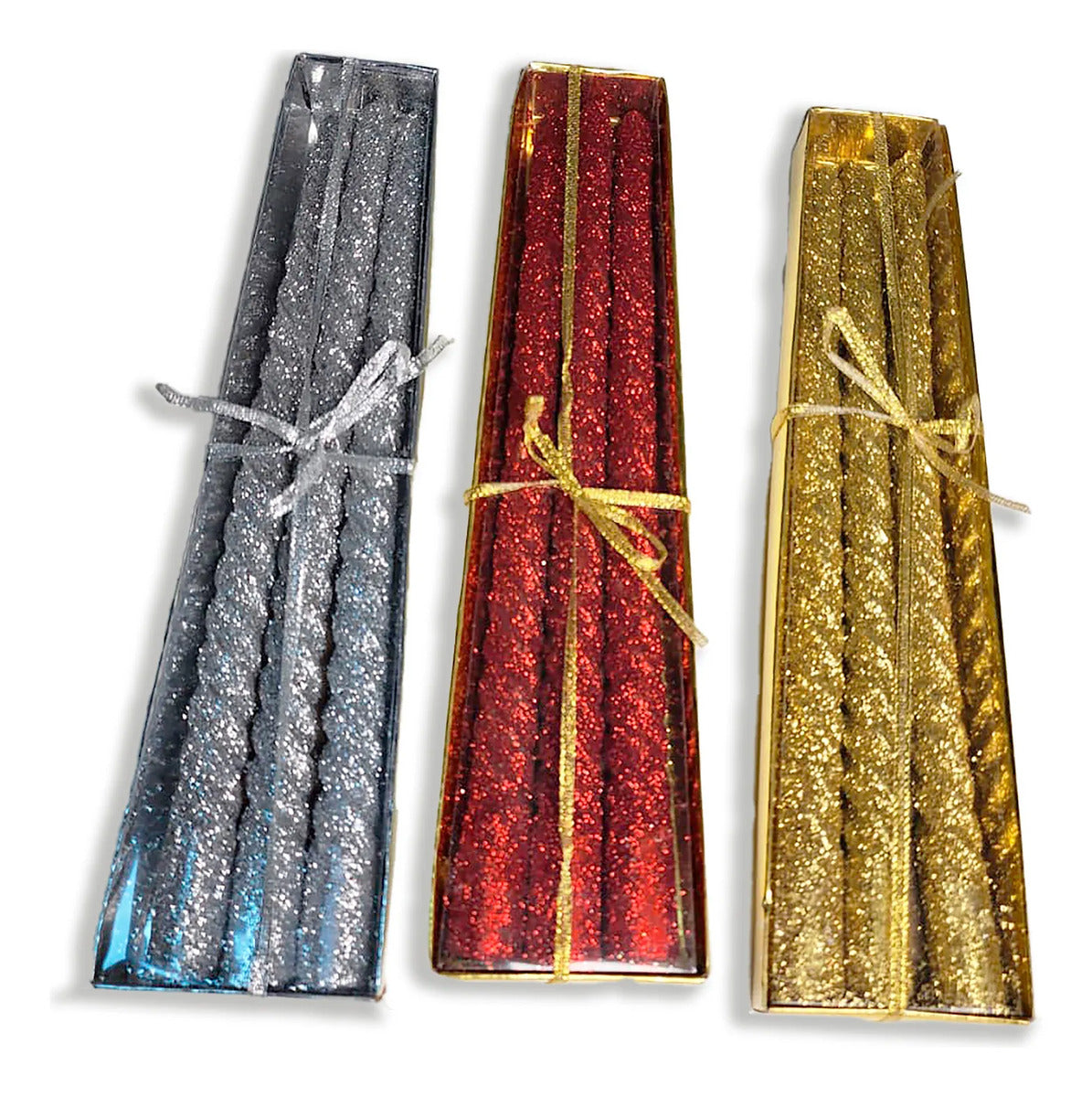 Pack X3 Velas Decoracion Navidad Velas Largas Brillantes