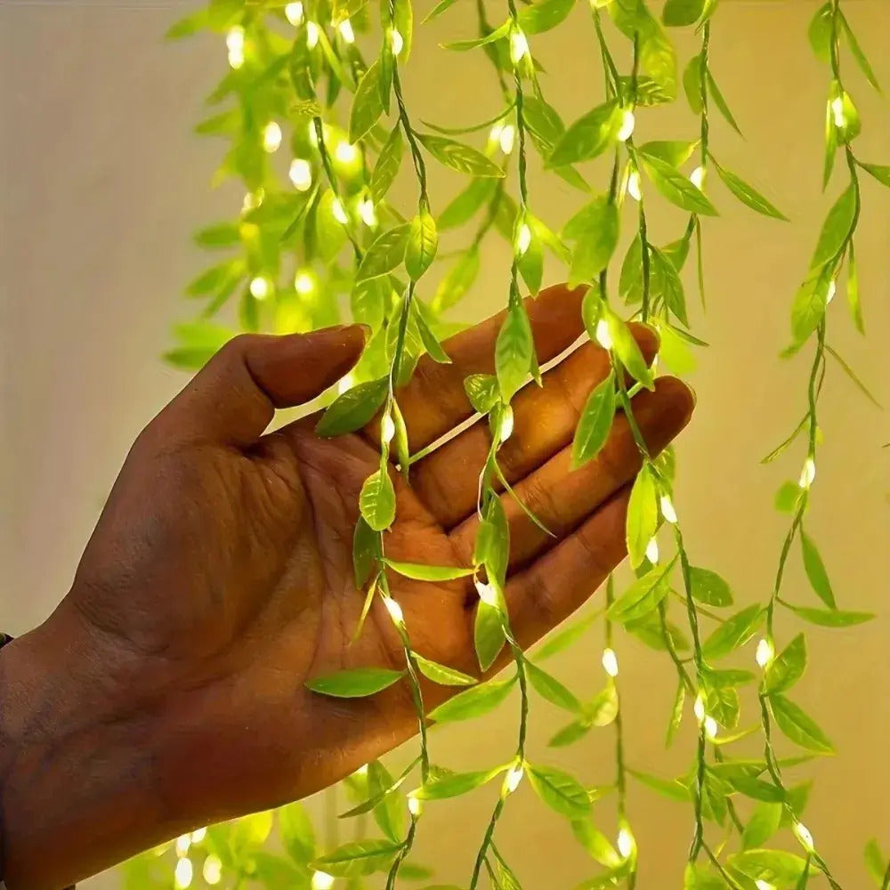 Guirnalda Hojitas Artificial Led Enchufe 3x0,9m Jardín Navid