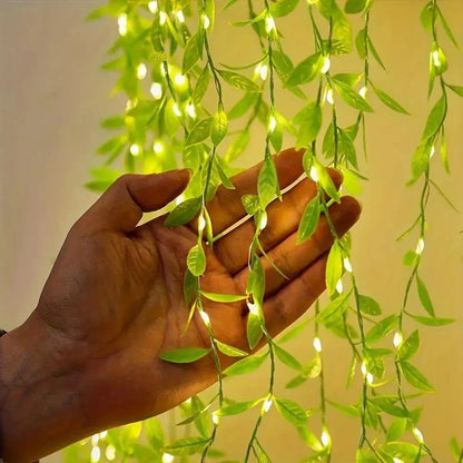 Guirnalda Hojitas Artificial Led Enchufe 3x0,9m Jardín Navid