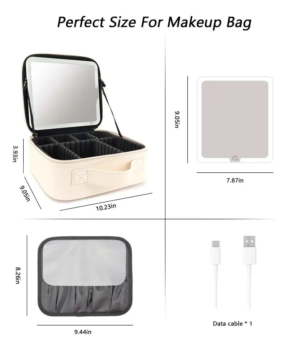 Cosmetiquero Con Espejo Y Luz Led Bolso Para Maquillaje