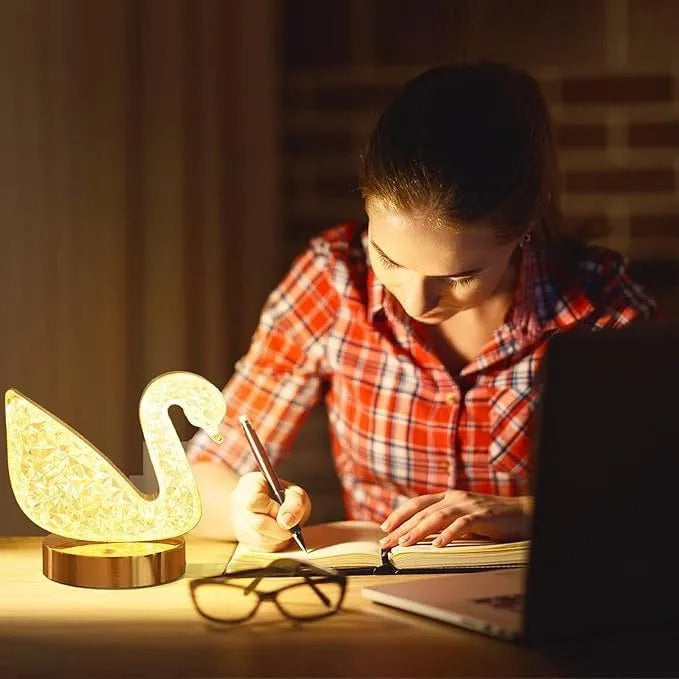 Lampara Escritorio Luz Led Decorativa Cisne Luna Estrella