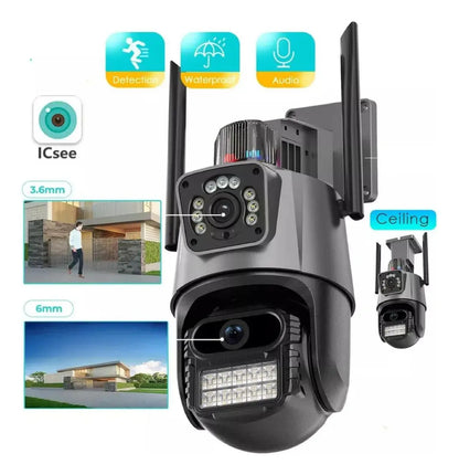 Cámara Vigilancia Wifi Exterior 2k 4mp Doble Lente Alarma