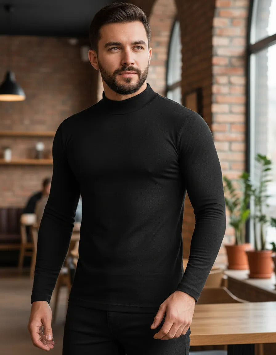 Camiseta Bambú Hombre Cuello Alto Primera Capa Slim Fit