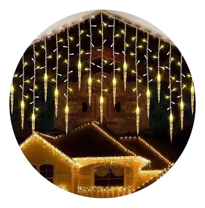 Cascada Solar Led Con Forma De Hielo de 3m, 5m y 7m Decoración Navidad