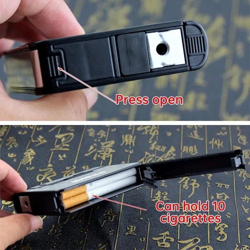 Estuche Automático Portátil Para 10 Cigarros Y Encendedor