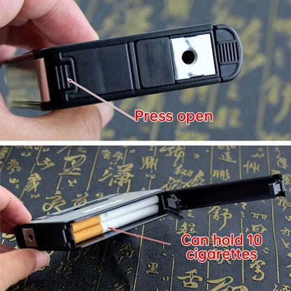 Estuche Automático Portátil Para 10 Cigarros Y Encendedor