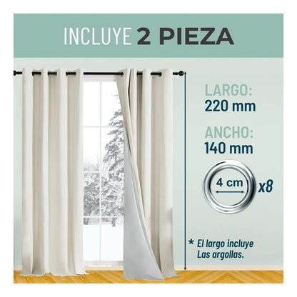 Pack 2 Cortinas Blackout Engomado Térmico Variedad de Medidas, Colores y Diseños