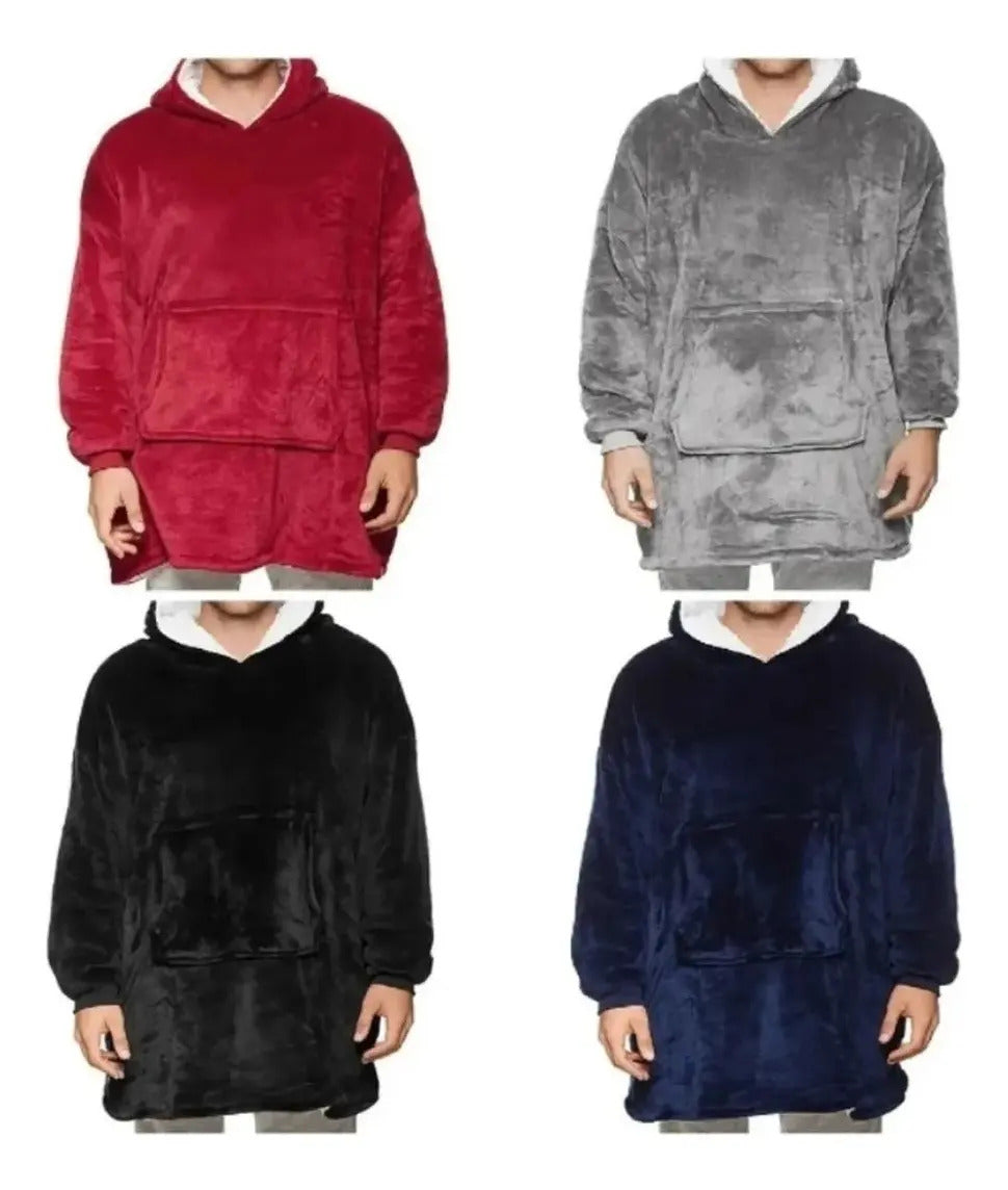 Poleron Sherpa Capucha Huggle Hoodie Chiporro Oversize Xxl