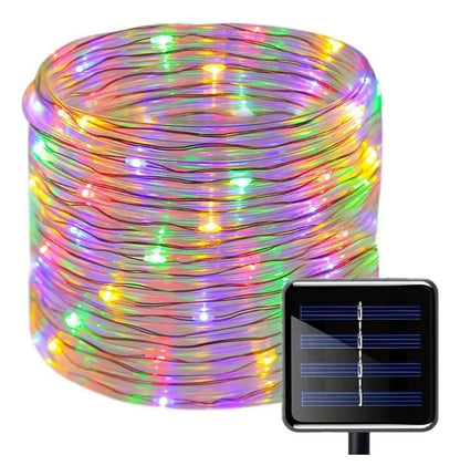 Manguera Luces Led Solar 50m Multicolor Navidad Decoración