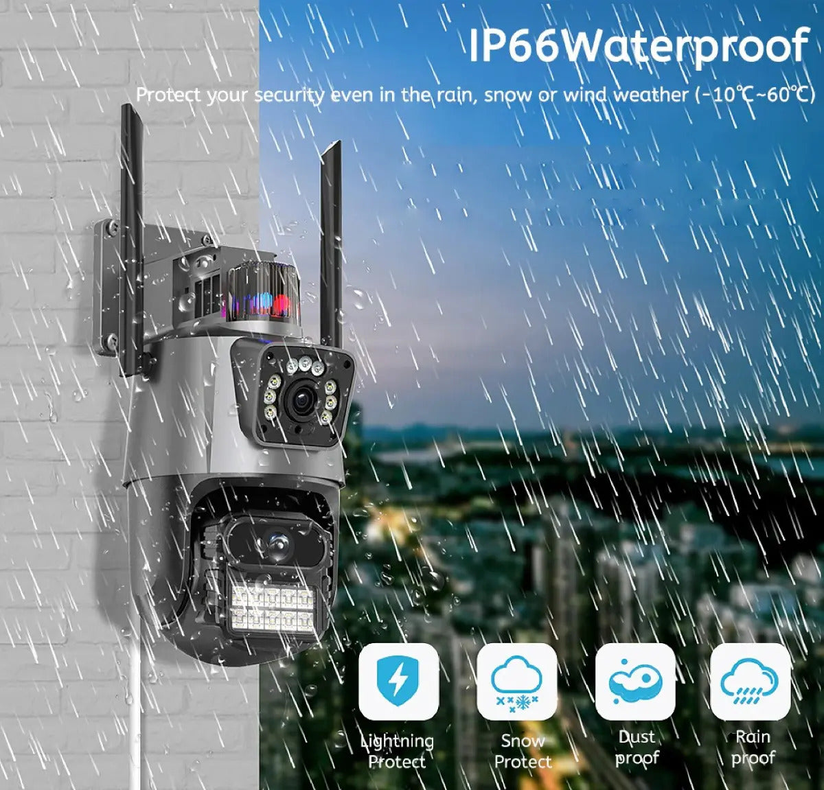Cámara Vigilancia Wifi Exterior 2k 4mp Doble Lente Alarma