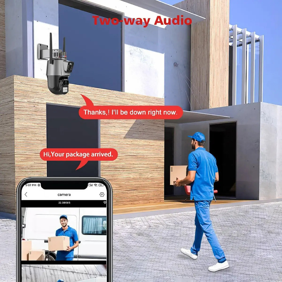 Cámara Vigilancia Wifi Exterior 2k 4mp Doble Lente Alarma