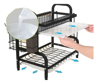 Secaplatos Escurridor Y Organizador Platos 2 Niveles Negro