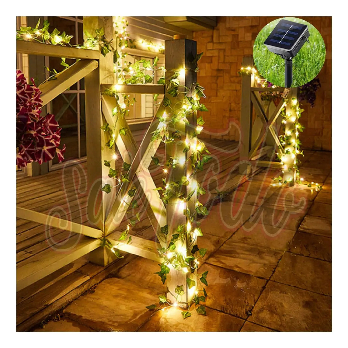 Guirnalda Hojas 4m Hiedra Artificial Led Solar Jardín Navida
