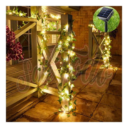 Guirnalda Hojas 4m Hiedra Artificial Led Solar Jardín Navida