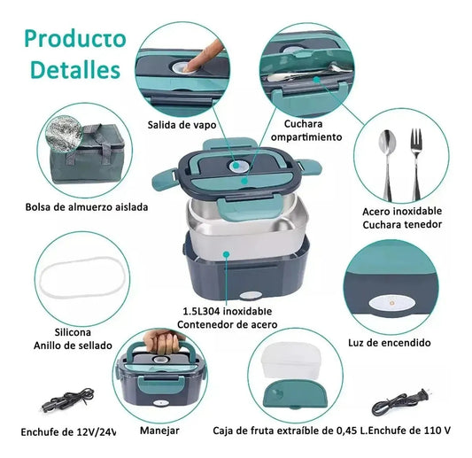 Lonchera Eléctrica Aluminio Portátil Calentar Comida 220v40w