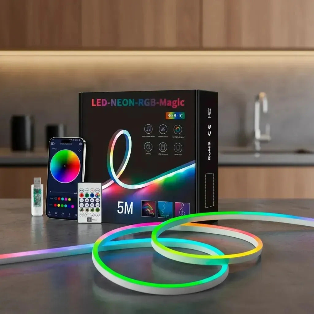 Tira LED Neón RGB Magic 5M IP67 USB con Bluetooth y Control