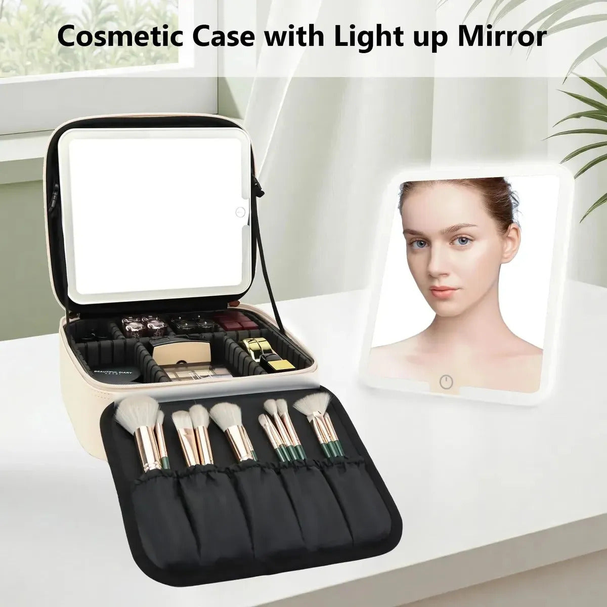Cosmetiquero Con Espejo Y Luz Led Bolso Para Maquillaje