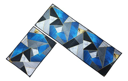 Alfombra Para Cocina Piso Baño Antideslizante Set 2 En 1 Figuras Geometricas