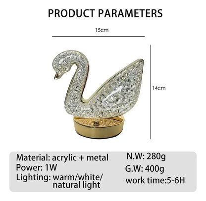 Lampara Escritorio Luz Led Decorativa Cisne Luna Estrella