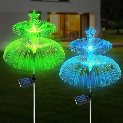 2 Luces Estaca Solar Forma De Medusa de Fibra Multicolor paraJardín