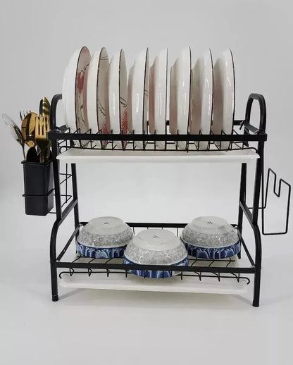 Secaplatos Escurridor Y Organizador Platos 2 Niveles Negro