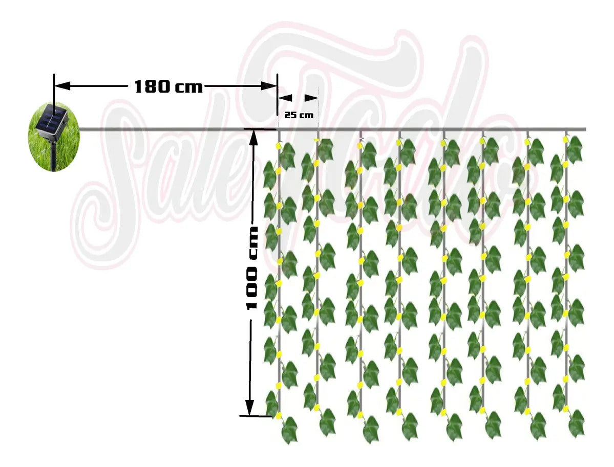 Guirnalda Hiedra Artificial Led Solar 1.8x1m Jardín Navidad