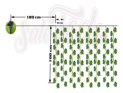 Guirnalda Hiedra Artificial Led Solar 1.8x1m Jardín Navidad